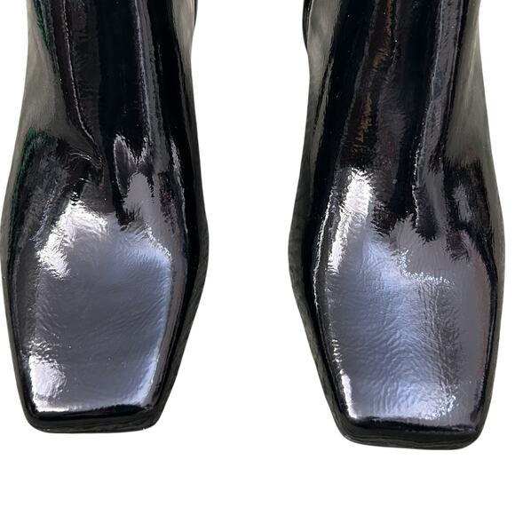 NWOB Gb Gianni Bini Sz 8M Face-Card Patent Oversized Buckle Heeled Bootie Black - Picture 8 of 16